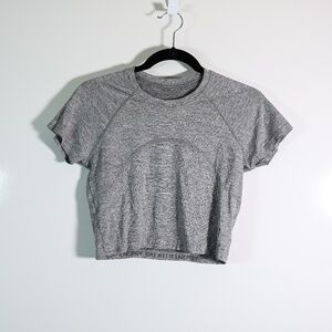 Lululemon Women's Run Swiftly Tech Cropped Short Sleeve Shirt 2.0 Slate White 8